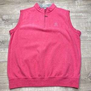 Peter Millar Vest Mens L Pink Cotton East Lake Golf 1/4 Zip Pullover Layering
